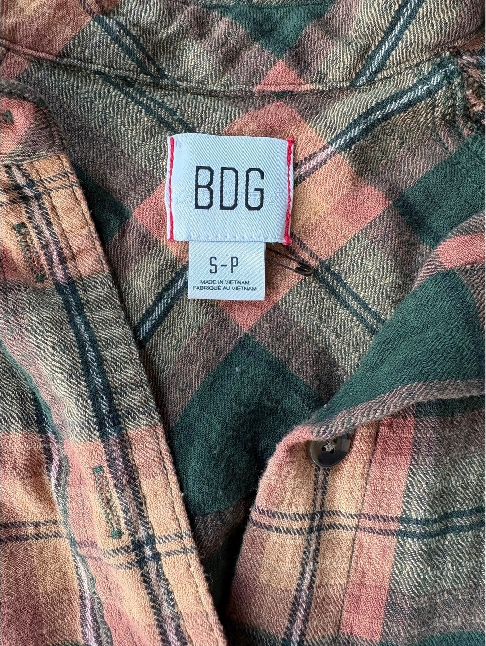 BDG Urban Outfitters Keanu Plaid Oversized Flannel Shirt Green Pink S - Picture 4 of 9